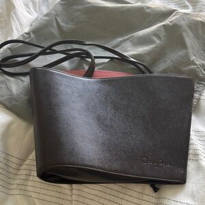 Cleo & Patek Dark Brown Leather Messenger Bag with Pink Interior